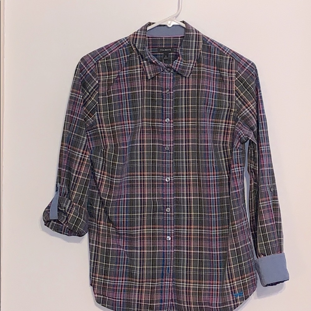 Plaid, button down, long sleeved shirt